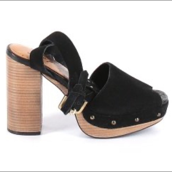 Free People Black Leather Open Toe Platform Heels - Picture 2 of 3